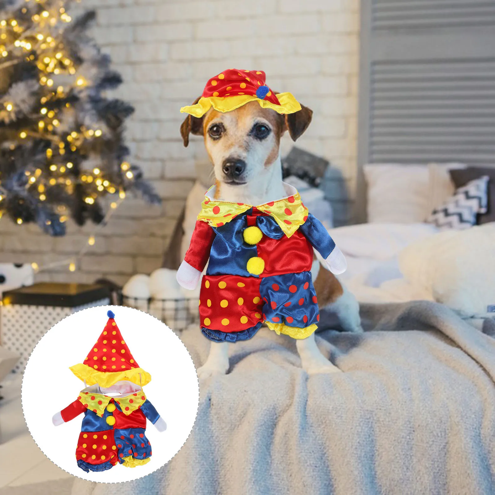 

Dog Costume Clown Shaped Garment Warm Pet Clothes For Small Dogs Holiday Halloween Party Wear Dog Hoodies Dress-Up Clothing