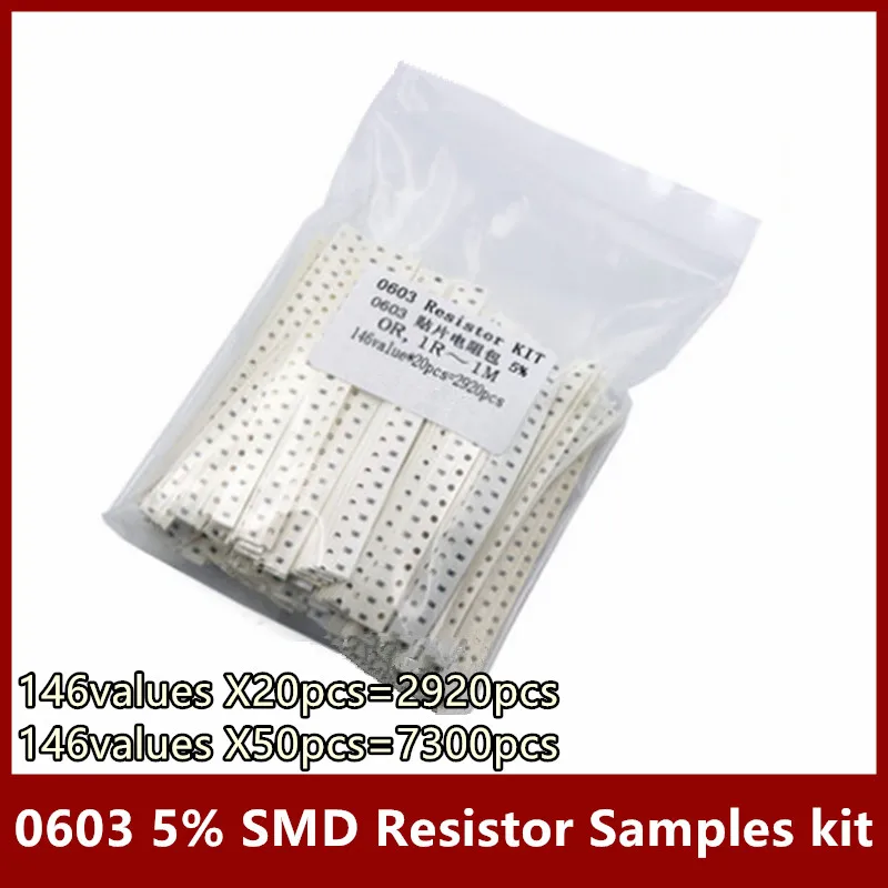 

146values X20pcs=2920pcs X50pcs=7300pcs 0603 5% SMD Resistor Samples kit ,0R，1R~1M