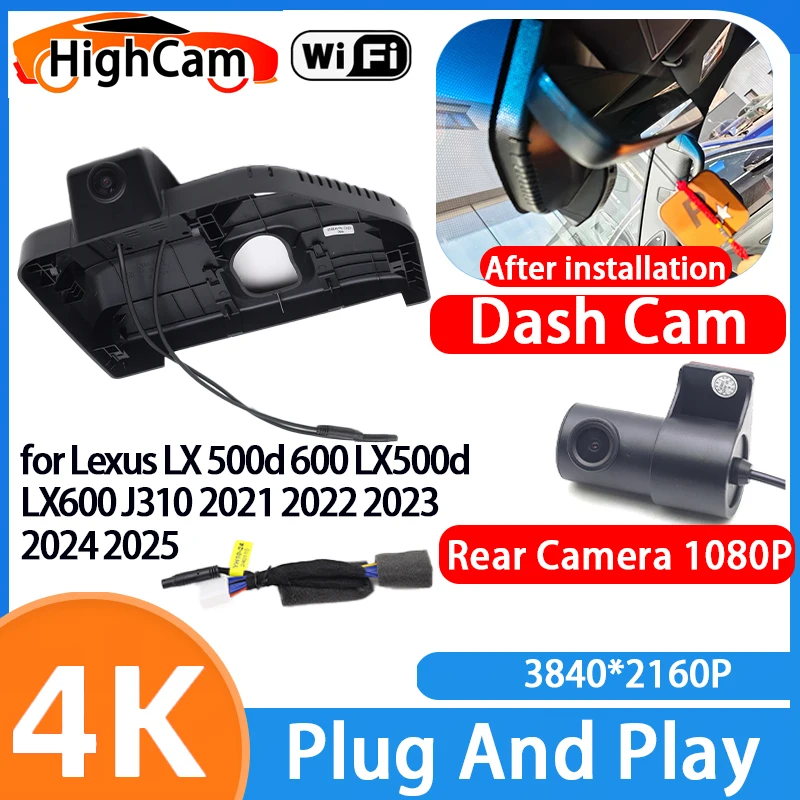 for Lexus LX 500d 600 LX500d LX600 J310 2021 2022 2023 2024 2025 4K Wifi Car DVR Video Recorder Dash Cam Front Rear Camera