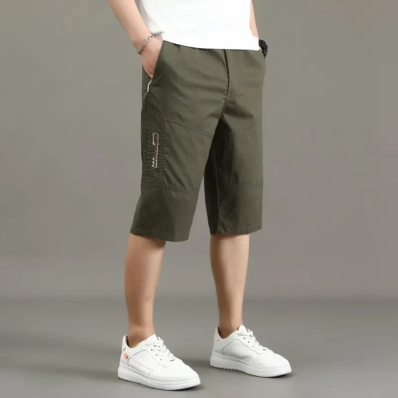 Summer shorts for men Fashion Letter Print Casual Pocket Loose Button Zipper motion pants