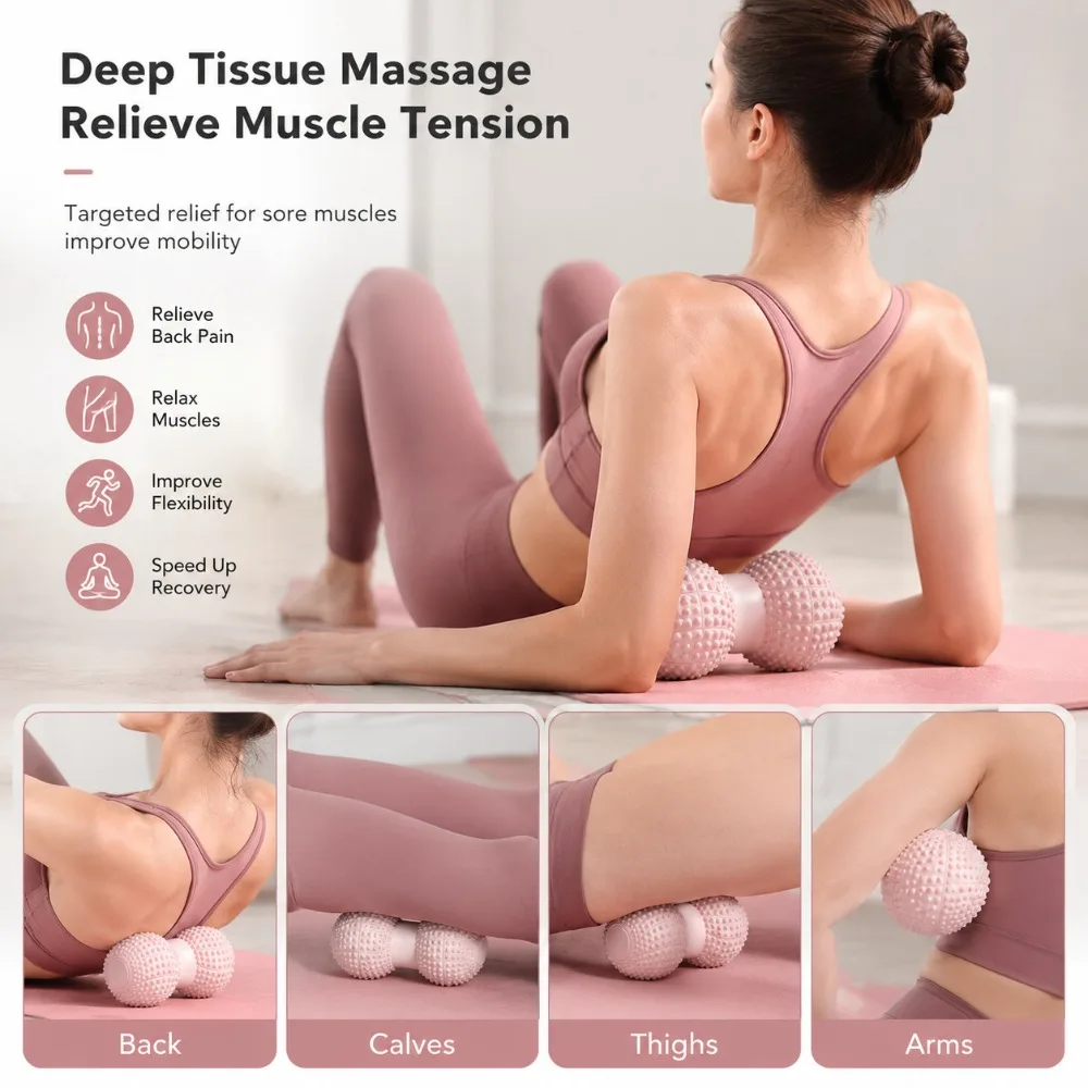 Double TPE Massage Ball Fascia Release Dual Balls Design Peanut Ball Ergonomic Shape Non‑Slip Yoga Ball Body Relax