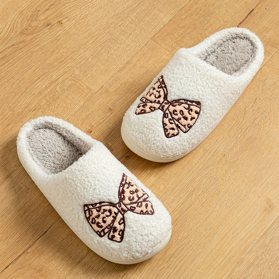 Children's Home Slippers Indoor Comfortable Cute Bow Fashion Bedroom Soft Bottom Mom Warm Parent Child Casual Shoes