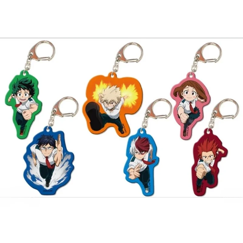 Anime Midoriya Izuku Uraraka Ochako Shoto Todoroki Bakugou Katsuki Keychain Doll Game Acrylic Keyring Pendant for Gift