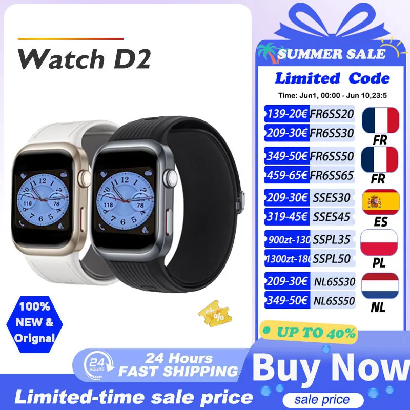 Montre Huawei D2, montre connectée avec surveillance dynamique de la pression artérielle 24h/24, écran AMOLED de 1,82 pouces, prend en charge la montre connectée NFC