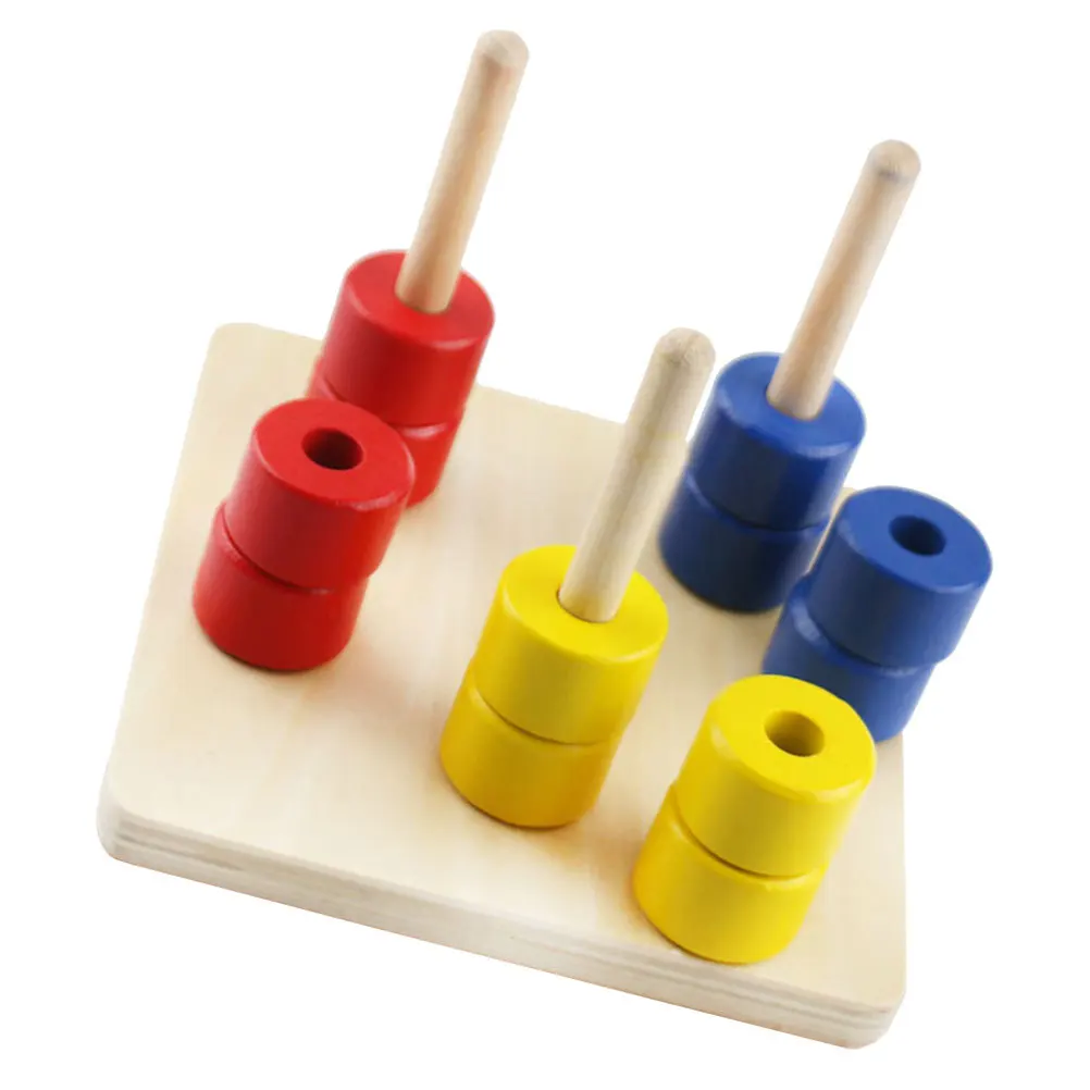 1 Set Frühe Pädagogische Baby Kognitive Farbe Erkenntnis Turm Feinmotorik Lernen Lehrmittel Zylindrischen Ring