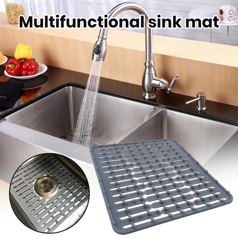 

Kitchen Sink Mat Sink Mat for Fragile Items Versatile Silicone Sink Mat Anti-slip Insulating Draining Kitchen Pad for Effective