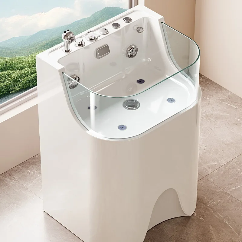 Modern Freestanding Acrylic Pet Grooming Bathtub With Faucet Included For Pet Spa And Villa Use