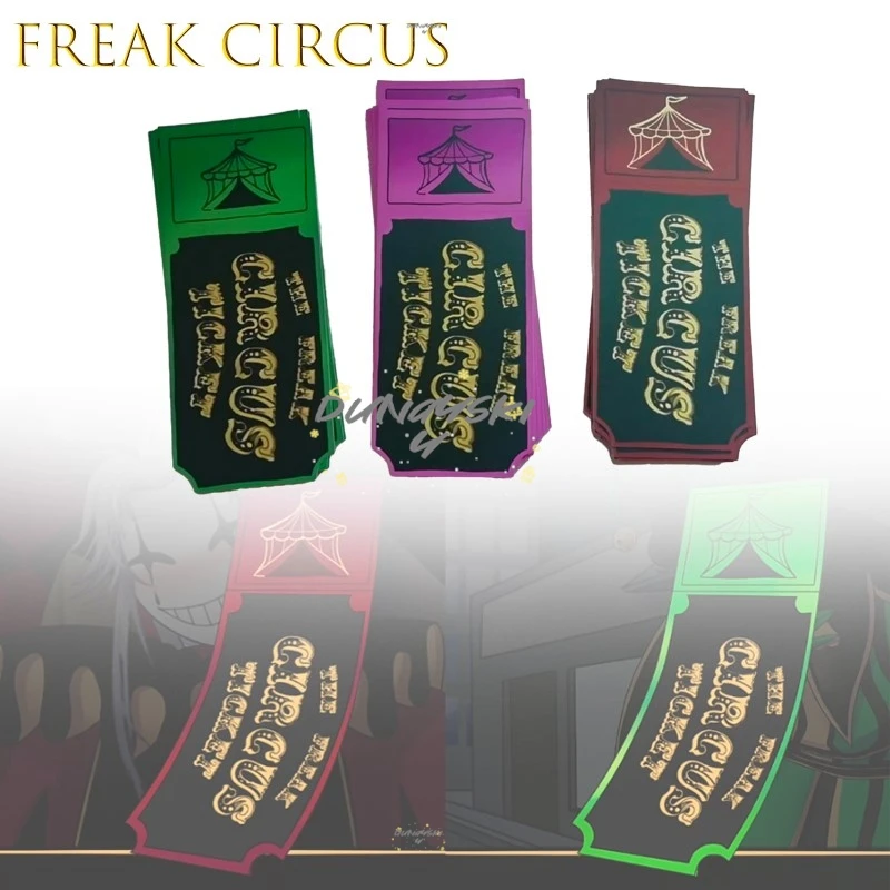 Freak Circus Ticket Card High Quality Red Green Pink Anime