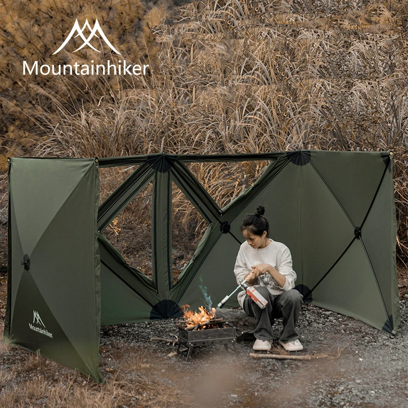 Assembly Free Camping Windshield Picnic Sidewall Camping Windscreen Shelter Wind Break Wall for Hiking Picnic BBQ