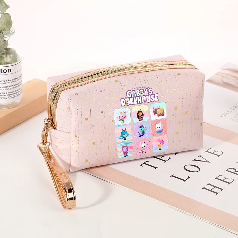 Gabby Dollhouse Makeup Bag Cute Anime Cartoon Stamping Star Pencil Cases Large Capacity Zipper Portable Girls Storage Bags Gift