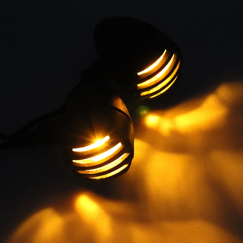 

2PCS LED Motorcycle Turn Signals Light 12V Indicators Lights black Grill For Har- Davi- Retro Lights Turn Signals Light