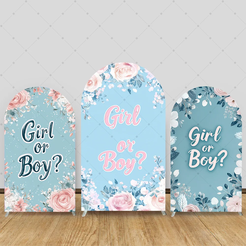 

Gender Reveal Theme Arch Backdrop Pink Blue Boys or Girls Newborn Ceremony Baby Shower Decor Cover Backgrounds for Photographs