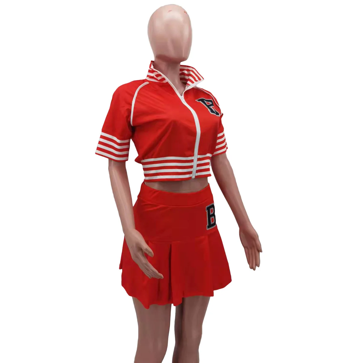 Girls' Dresses 2 Piece Skirt Sets Women's Summer Outfits Varsity Sports Tennis Baseball Crop Jacket Coats And Short Skirt Set