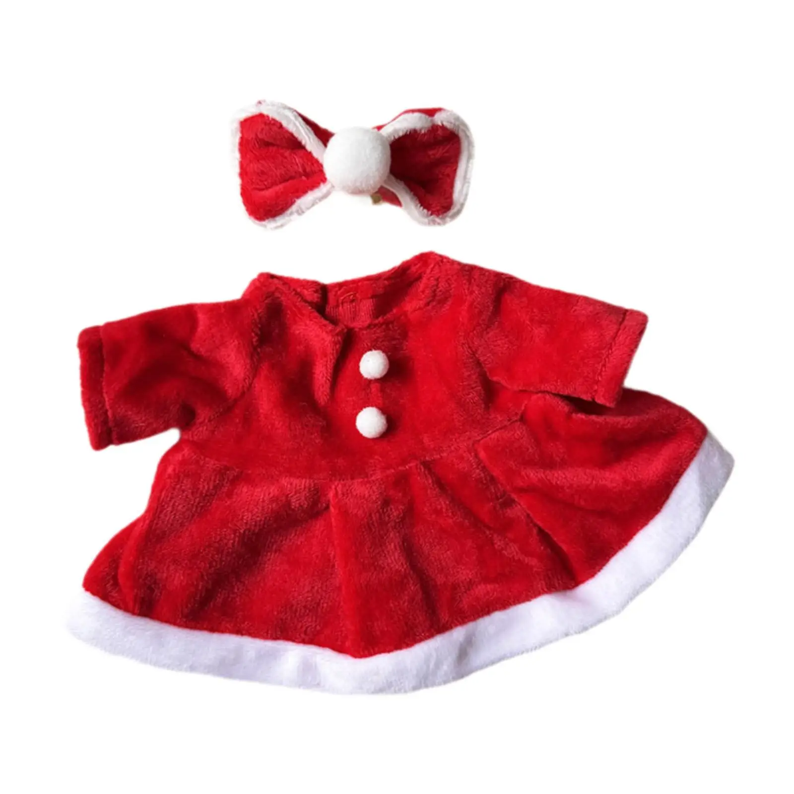 Fashion Dolls Dress Suit with Headwear Doll Christmas Dress Handmade Clothing