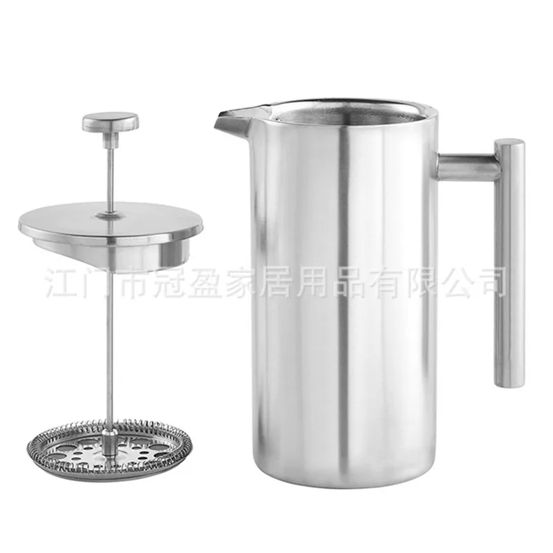 Double Layer Stainless Steel French Pressed Coffee Pot Hand Made Teapot Camping Boiling Water Tea Pot Coffee Pot