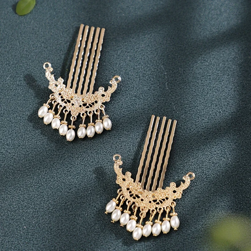 

Hanfu headgear fringed Ming hair hairpin antique pearl hair comb antique plug comb versatile