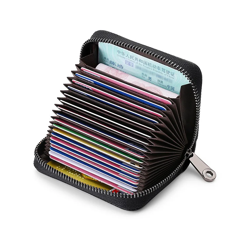 Genuine Leather Multiple Slots Card Holder Pocket Wallet RFID Blocking Credit Card Organizer Business Card Holder Women Men Bags