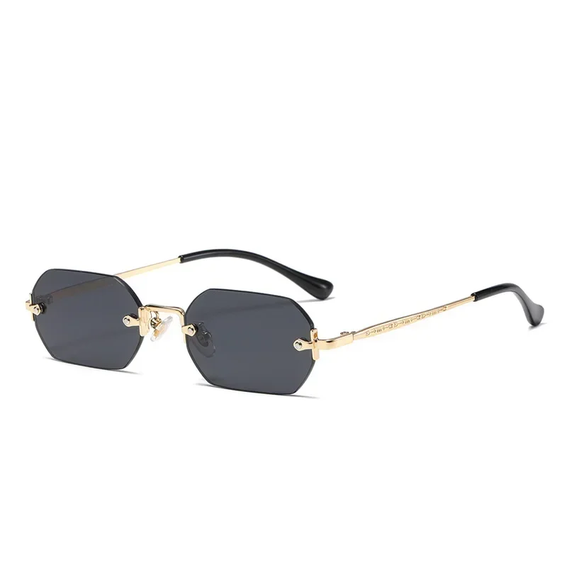 Vintage Randlose Polygon-Sonnenbrille für Damen und Herren Luxusmarken-Designer Beliebte Reise-Sonnenbrille mit Kleinem Rahmen für Damen