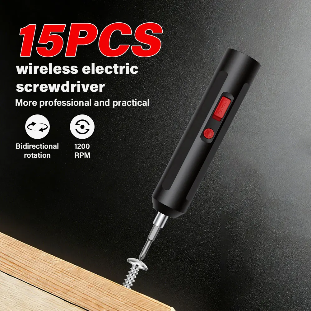 

15PCS USB Electric Screwdriver Household Electric Screwdriver for Fastening Drilling and Screwdriving Tool Maintenance Tool