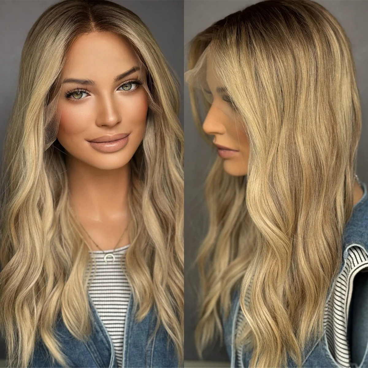 

High Quality Synthetic HD Lace Front Wig Heat Resistant Comfort Cap Golden Blonde Loose Wave Heat Resistant Fiber Premium Wig