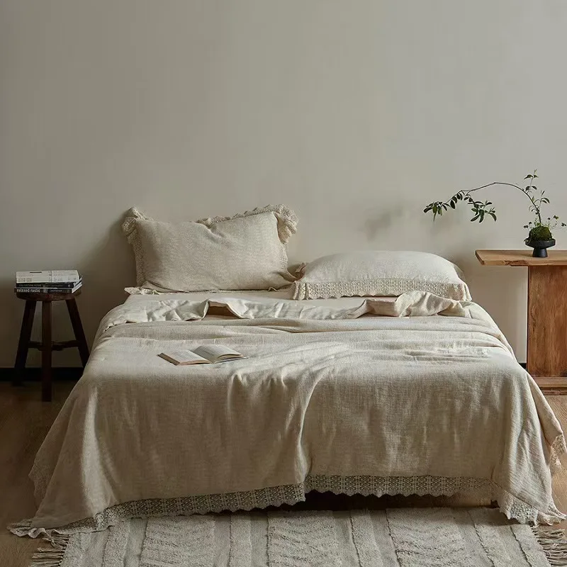 

80% хлопок и 20% льняное одеяло, кружевное постельное белье во французском стиле ретро, однотонное летнее одеяло, двойное односпальное одеяло, тонкое моющееся