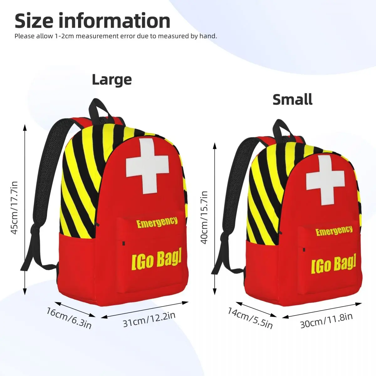 Sac à Dos de Premiers Secours en Cas de Catastrophe Médicale d'Urgence, Cartable d'Étudiant du Primaire et du Lycée, Sac de Jour de dehors pour Homme et Femme