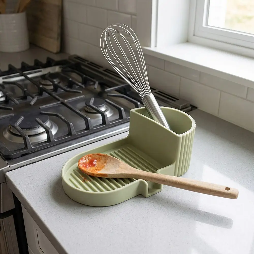 

Portable Silicone Soap Dish Solid Color Inclined Drain 2 in 1 Sponge Tray with Storage Container Anti-slip