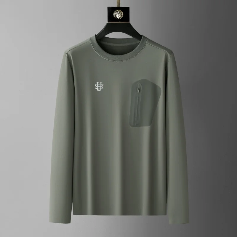 

Brand Embroidery Long Sleeve T-shirt For Men Women Spring Autumn Clothing Zipper Pocket Design Daily Casual O-neck Sweatshirts