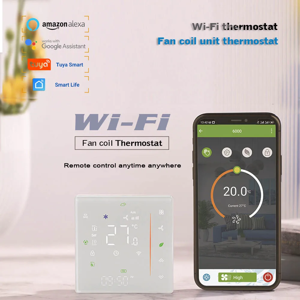 24 В переменного тока 95-240 В переменного тока Умный домашний HVAC термостат 2P/4P вентиляторная катушка термостат для отопления и охлаждения