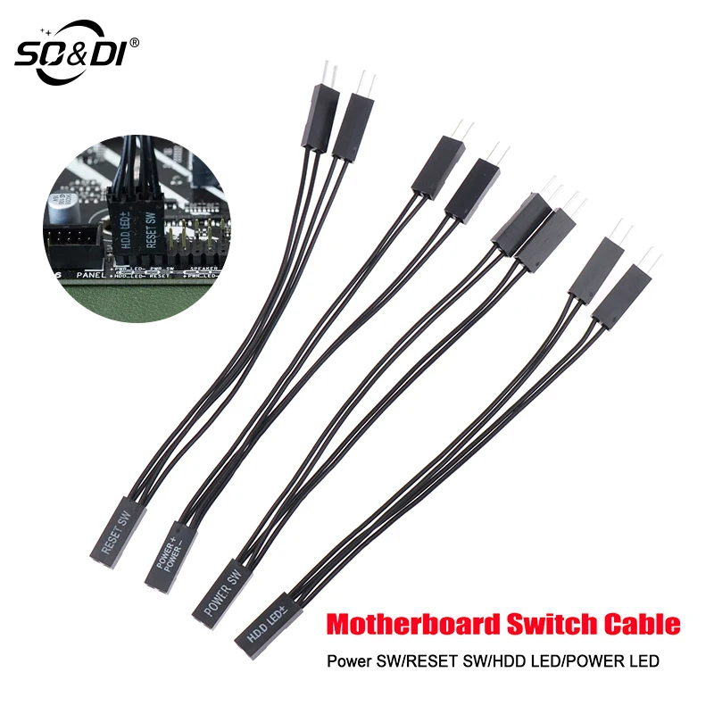 Latest 1/4Pcs Motherboard Switch Power SW/RESET SW/HDD LED /Power LED 1 To 2 Double Adapter Cable Support Dual Boot