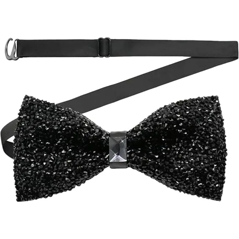 Fashion Rhinestone Bow Ties for Men Women Pre Tied Sequin Diamond Bowties with Adjustable Length Party Banquet Wedding Bow Tie