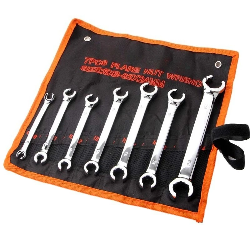 Wrench Double Head Opening Fork Stay Wrench 7-piece Set Bag Board Car Auto Repair Hardware Tools