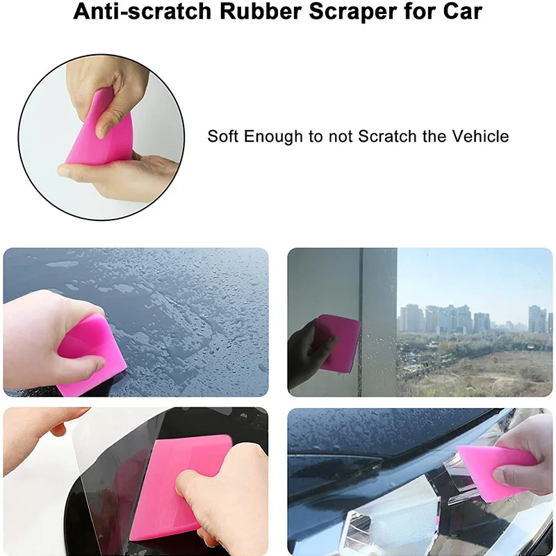 3Pcs Rosa Auto PPF Rakel TPU Gummi Schaber Anti-Scratch für PPF Film Vinyl Wrap Fenster Tönung Werkzeug windschutzscheibe Reinigung Kit – Detail 5