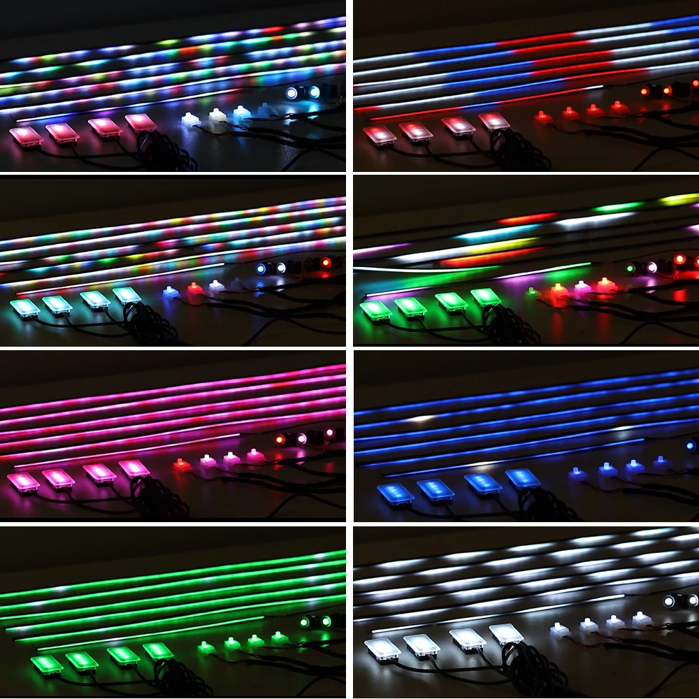 6/10/18 in 1 Auto-Ambientebeleuchtung 64 Farben RGB Symphony Streamer Acryl Versteckte Musik-LED-Streifen Atmosphären-Lampen-Set APP-Steuerung – Detail 8