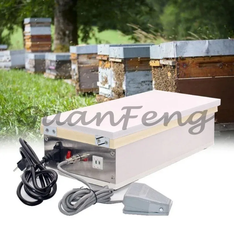 Beeswax base plate assembly, beekeeping tools, automatic wire placement, heating device