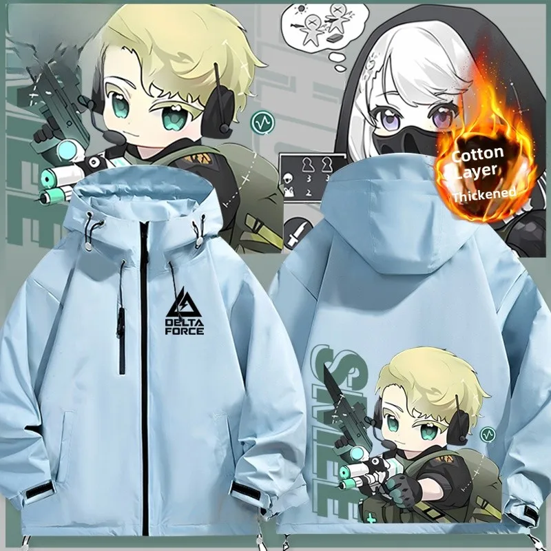 

Delta Operation Willing Dragon Claw epherd Red Wolf Game Cotton Jaet for Men And Women Winter Warm Thiened Hooded Coat