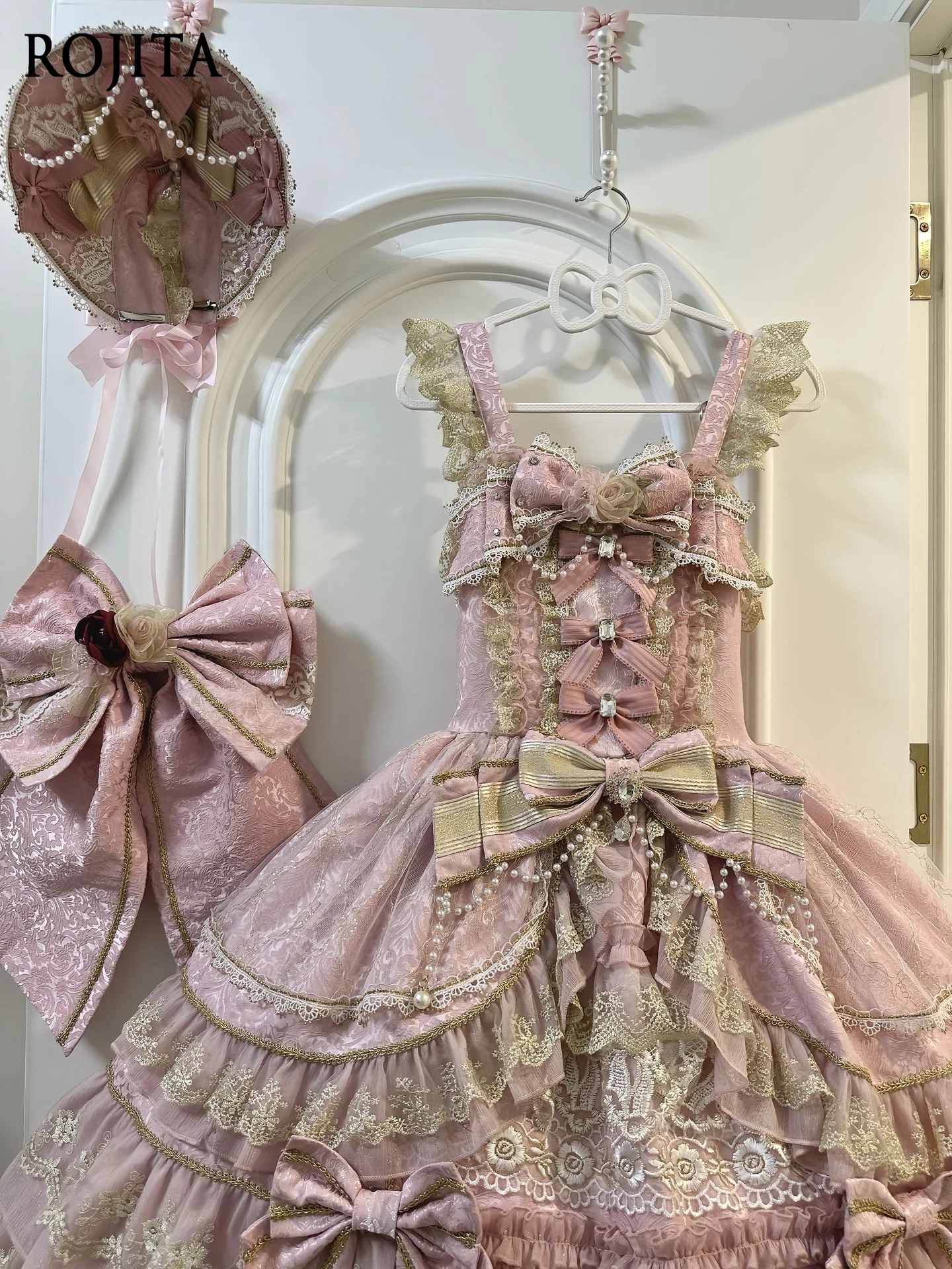 

Pink Ballet Style Beautiful Sweet Lolita Dress Women 2025 Autumn New JSK Strap Dress Lolita Daily Dress Pink JSK + Train