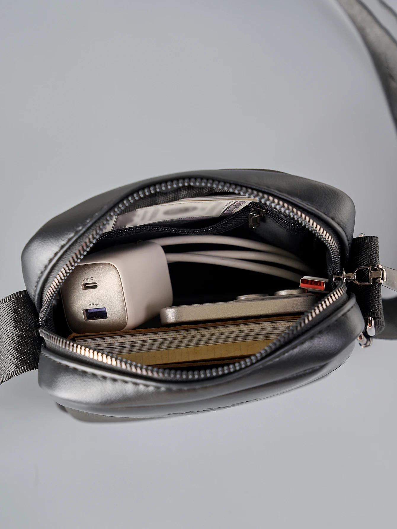 Men's Lightweight PU Leather Crossbody Bag, Casual Shoulder Sling Bag with Multiple Zipper Pockets, Water Resistant Chest Pack