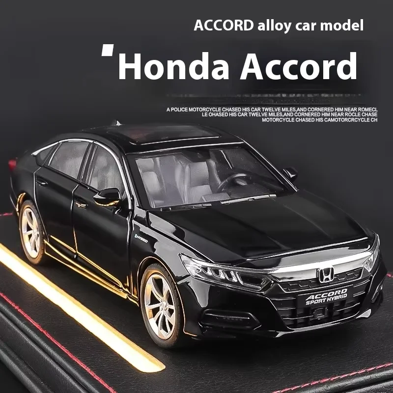 1:24 Honda Accord Limousine Sound & Light Alloy Metal Diecast Car Model Computer Host DIY Product Gift Box For Boyfriend Holiday