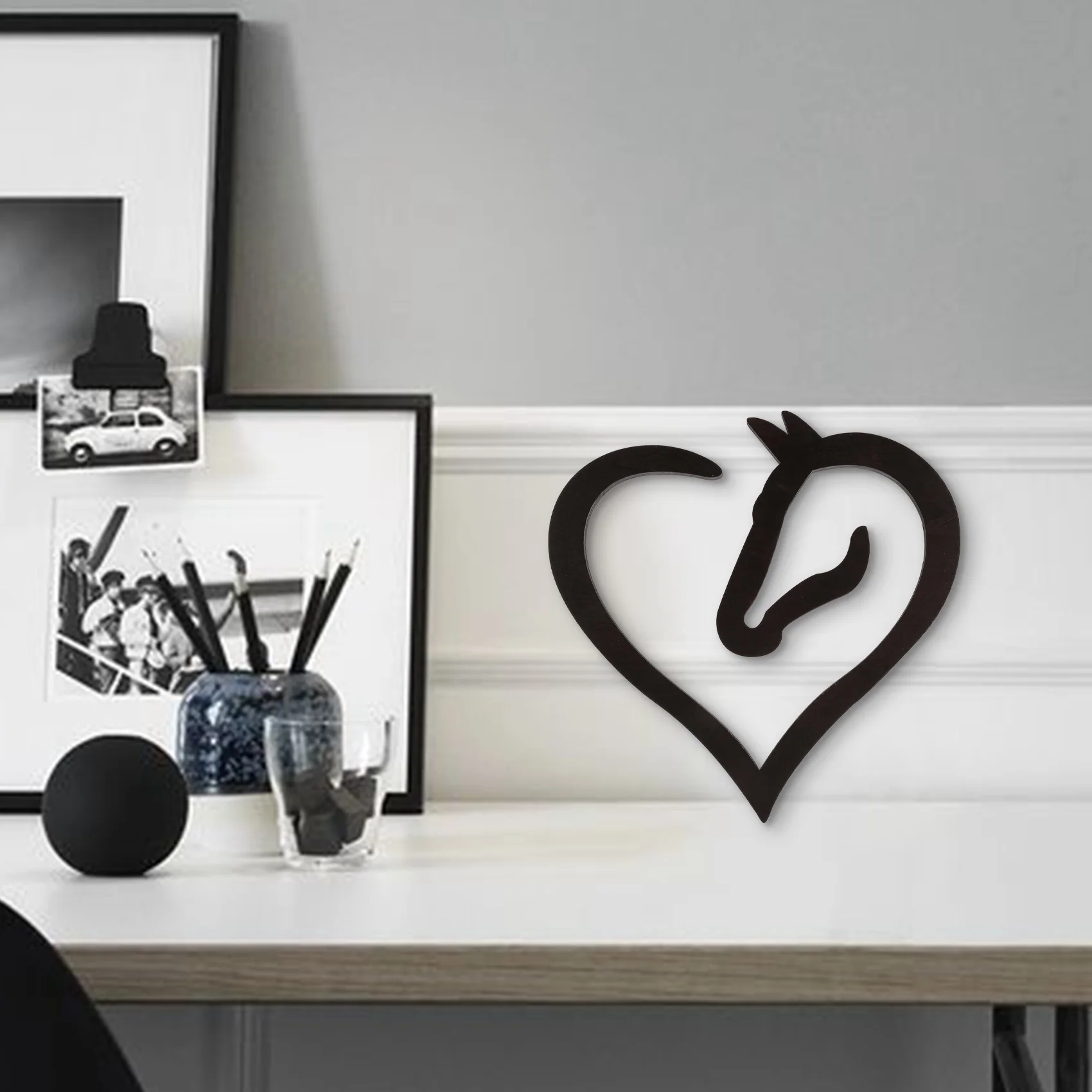 Hangende Liefde Paard Hart Houten Muur Kunst Home Decor Houten Paard Hart Muur Teken Sculptuur Voor Thuis Bruiloft Decor