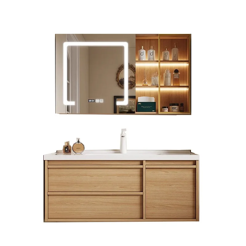 Japanese-style ceramic integrated basin bathroom cabinet combination log wind bone line hand wash basin cabinet toilet washstand