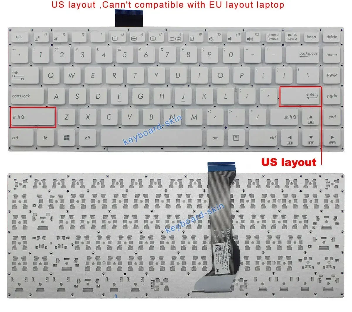 New US white No-backlit without frame keyboard For Asus E402 E402M E402MA E402S E402SA E402N series laptop