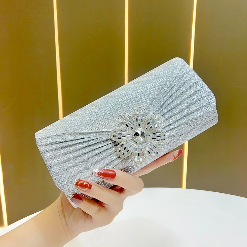 

Diamond Embedded Crossbody Bag Women's Fashionable Clutch Bag Dinner Bag Chain Single Shoulder Slant Cross Handbag