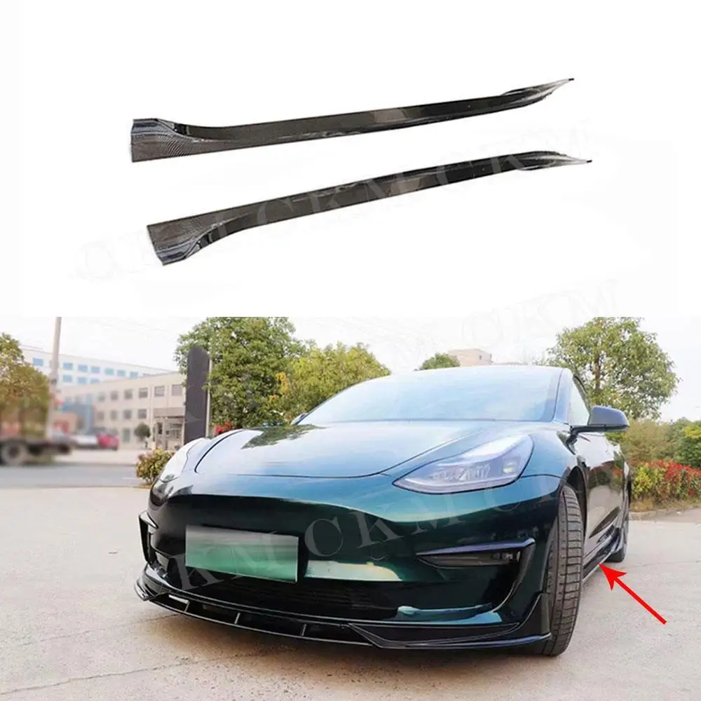 

Side Skirts Rocker Panels for Tesla Model 3 ABS Carbon Look Side Skirt Extension Rocker Panel Body Kit Lip Splitters