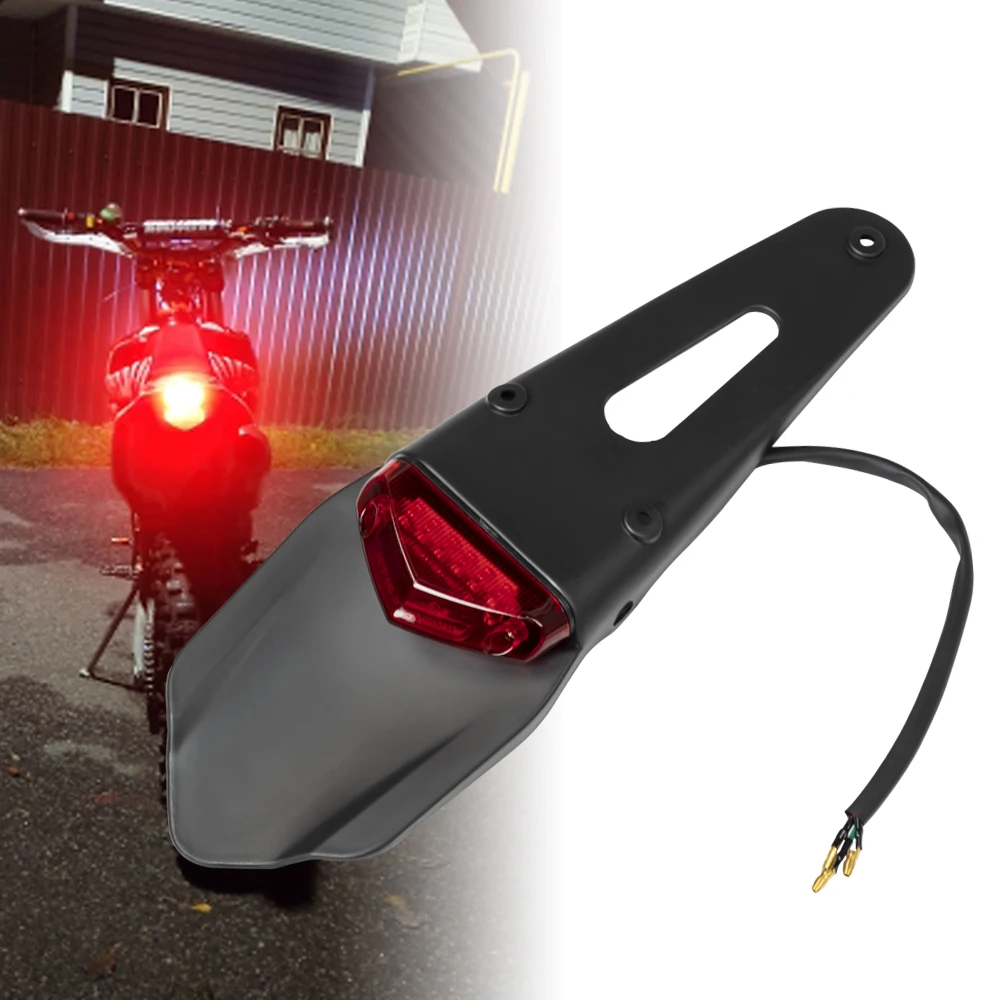 Guardabarros Universal para motocicleta, luz LED de 12V, color negro y rojo, para CRF YZ CR EXC WRF 250 450, lámpara para matrícula de Motocross