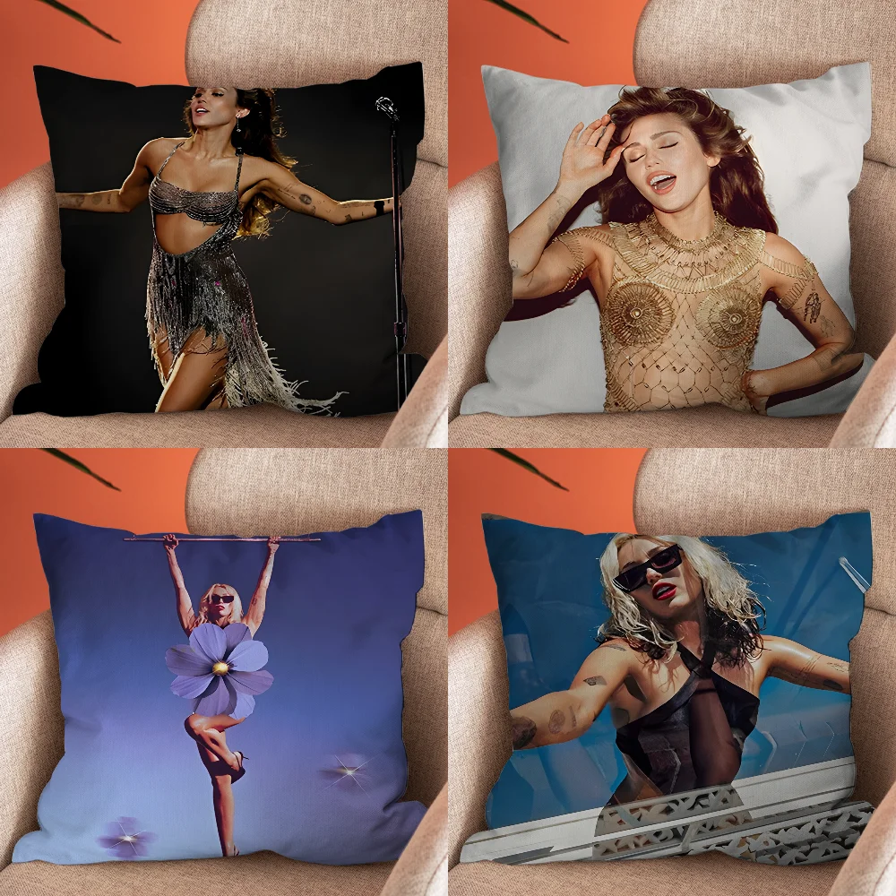 

Miley Cyrus Flowers Pillow Case For Sofa Decor Home Car Office Printing Cushion Cover Decorations and Protector