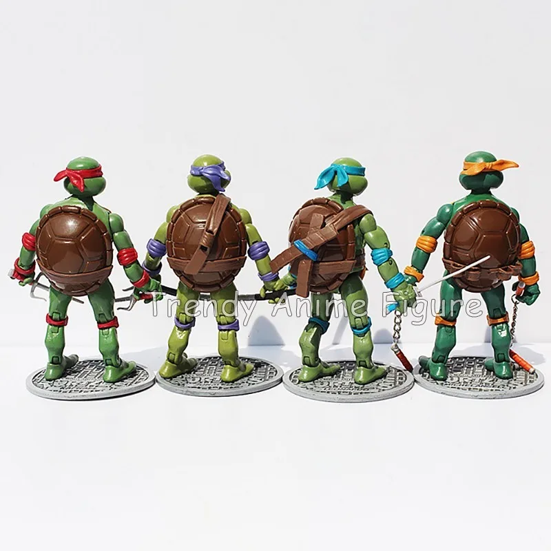 4 pçs/set Tartarugas TMNT Figura de Ação 2012 Filme Tartaruga Coleção Michelangelo Donatello Raphael Leonardo Estatueta 17cm Modelo Brinquedos