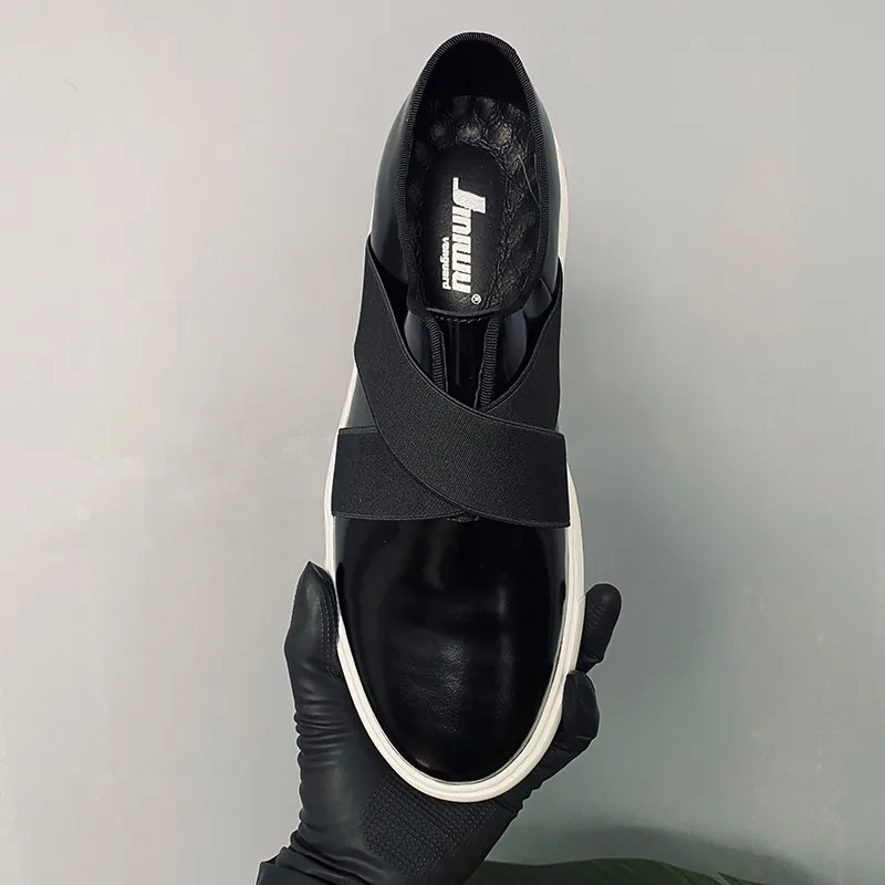 JINIWU 2026 Autumn Winter Casual Shoes Top Grain Cow Leather Height Increasing White Sole Minimalist Thick Sole Men Shoes