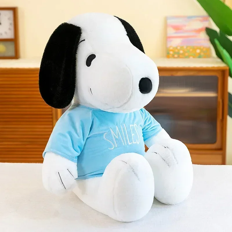 Muñeco de peluche de Snoopy para niños, juguete de peluche con orejas grandes, sudadera azul, adorno de decoración, 35-65cm