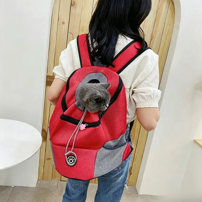 New Portable Double Shoulder Pet Backpack, Mesh Dog Front Carrier Bag, Outdoor Travel Pet Dog Carrier Backpack
